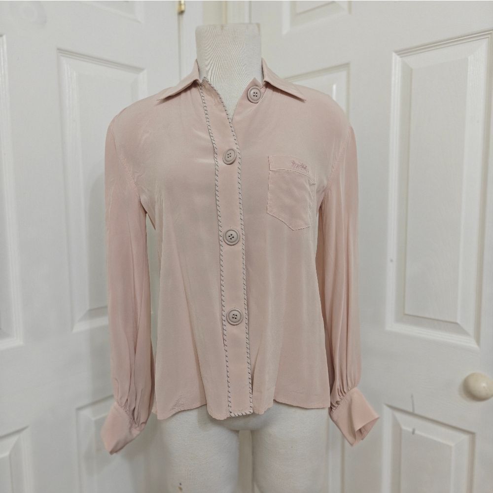 Women's Pink Button-Up Blouse